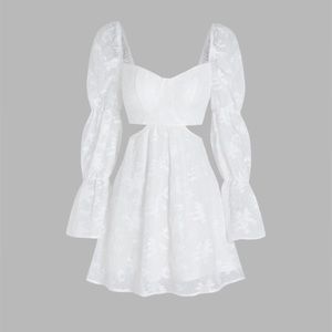 White Dress with Cut Outs (Worn One Time)